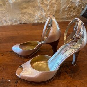 Nine West Peep-Toe Heels in Shimmering Beige